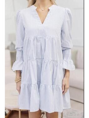 Shop The Mint Striped Nursing Friendly Mini Dress Sz L Pinstripe